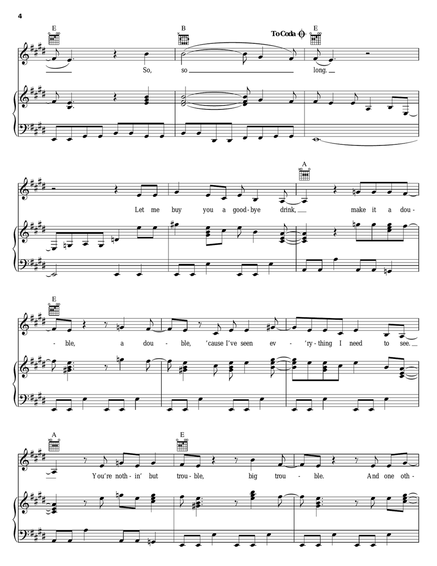 So So Long So So Long Piano, Vocal, Guitar scores gallery preview page 4