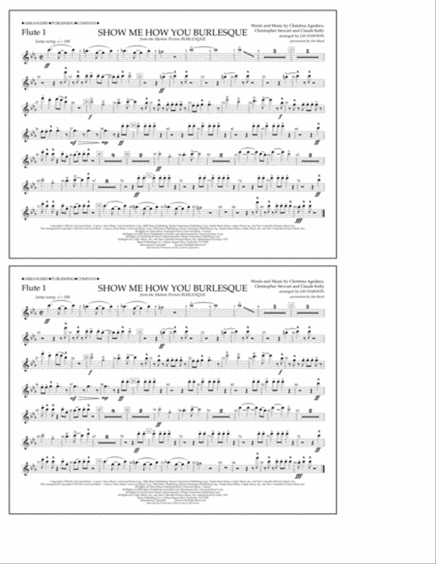 Show Me How You Burlesque - Flute 1 Marching Band scores gallery preview page 1