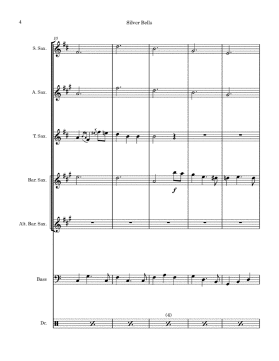 Silver Bells Saxophone Quartet scores gallery preview page 4