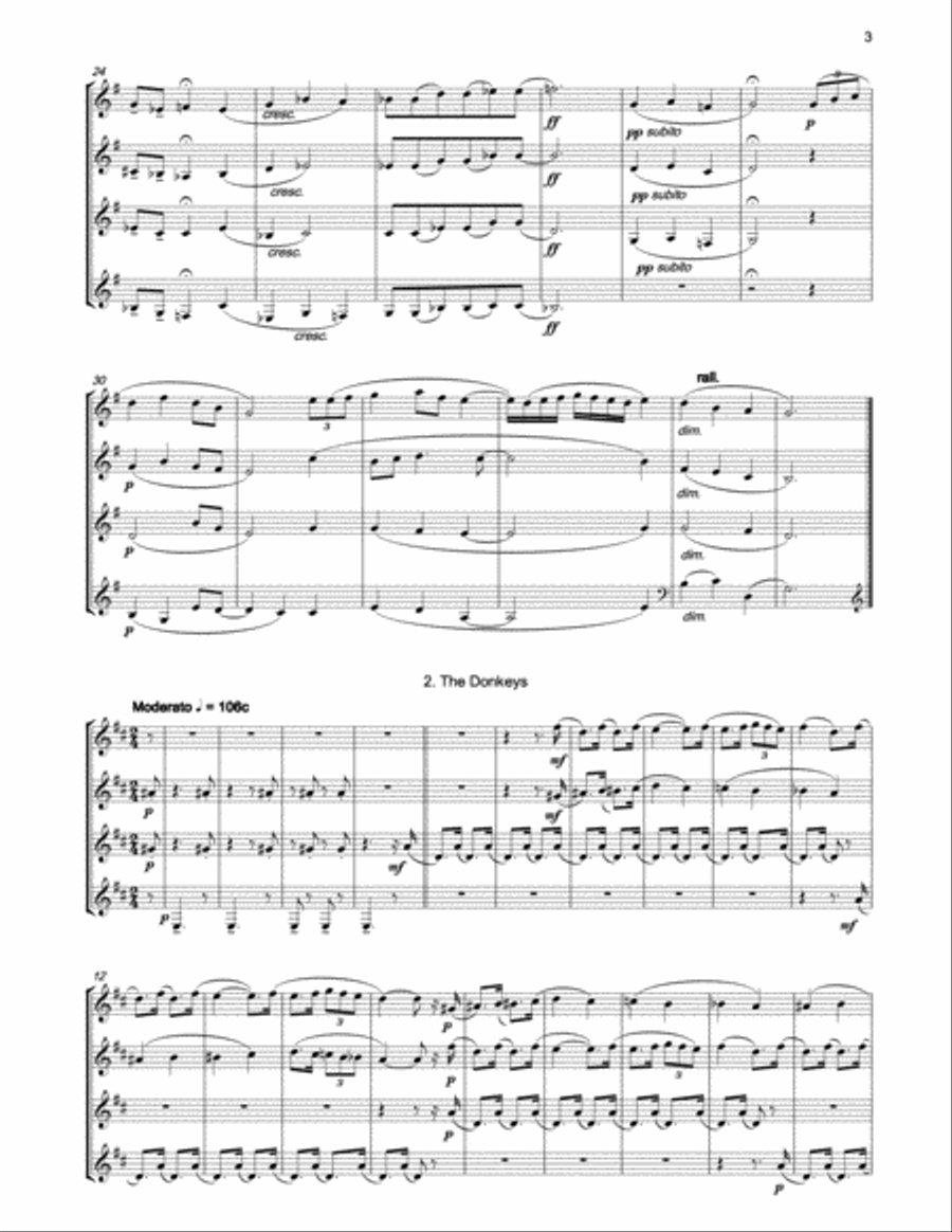 GROVLEZ Three Scenes from the Almanac for horn quartet French Horn Quartet scores gallery preview page 3
