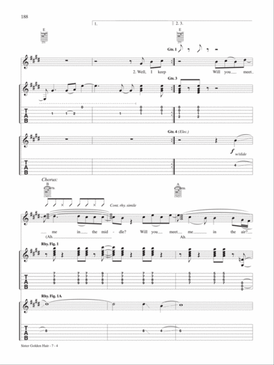 Sister Golden Hair Guitar Tablature scores gallery preview page 4