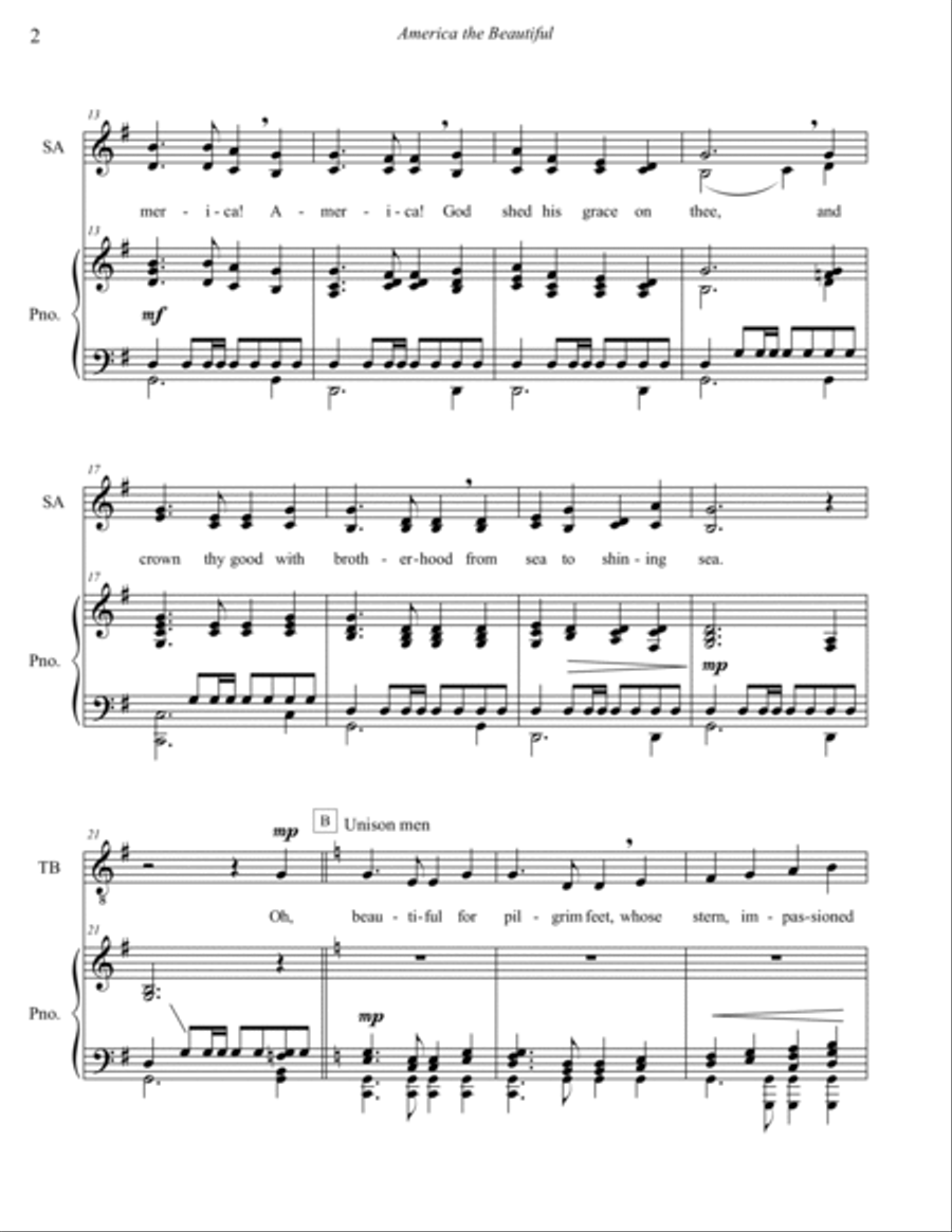 America The Beautiful America The Beautiful 4-Part scores gallery preview page 2