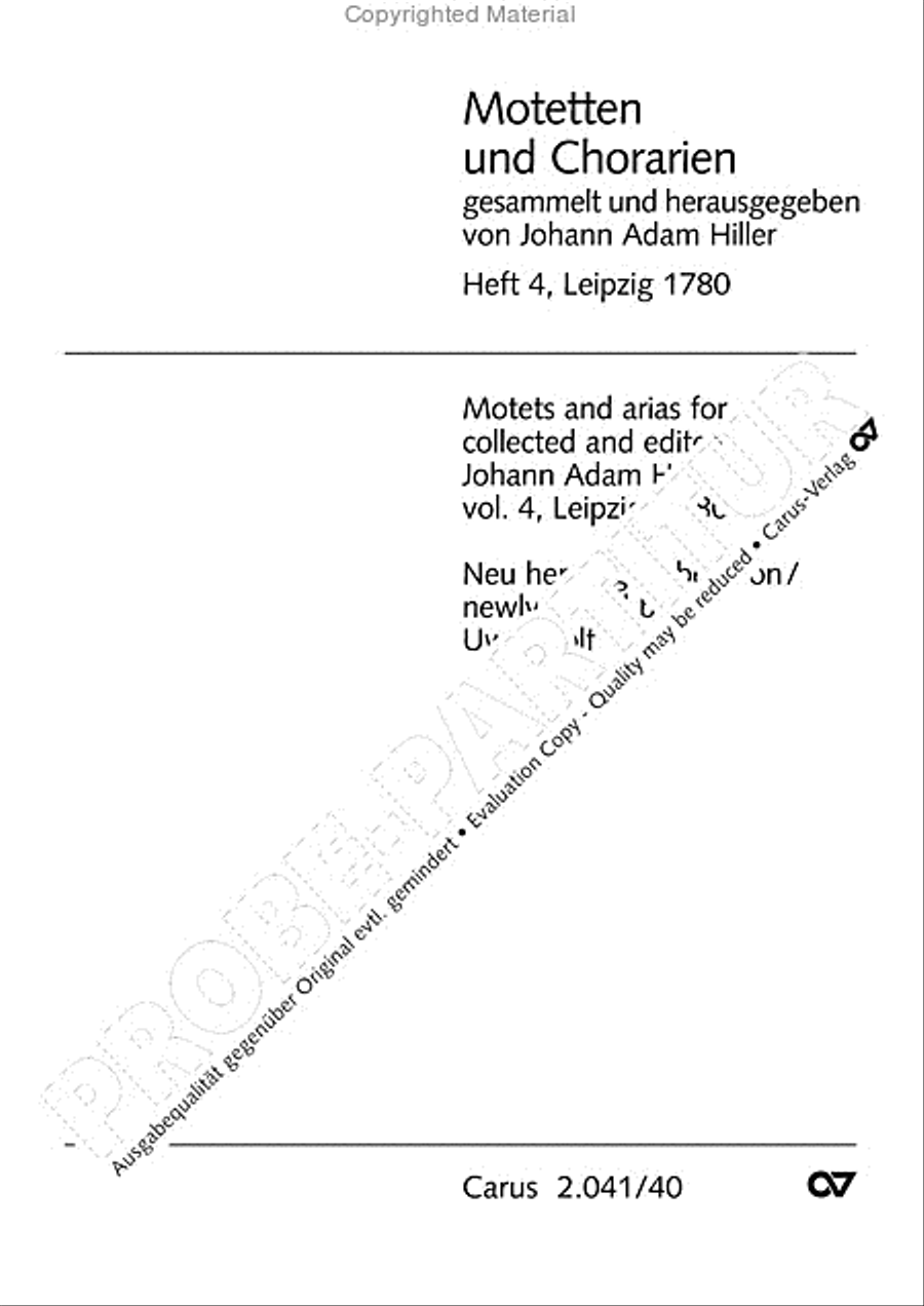 Motets and arias for choirs collected and edited by Johann Adam Hiller, vol. 4 Voice Solo scores gallery preview page 2