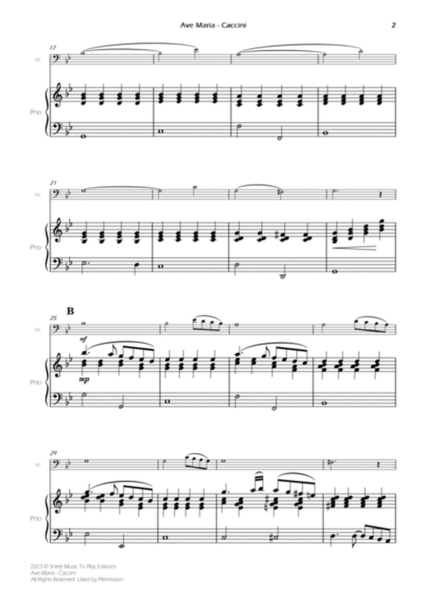 Caccini - Ave Maria - Cello and Piano (Full Score and Parts) image number null