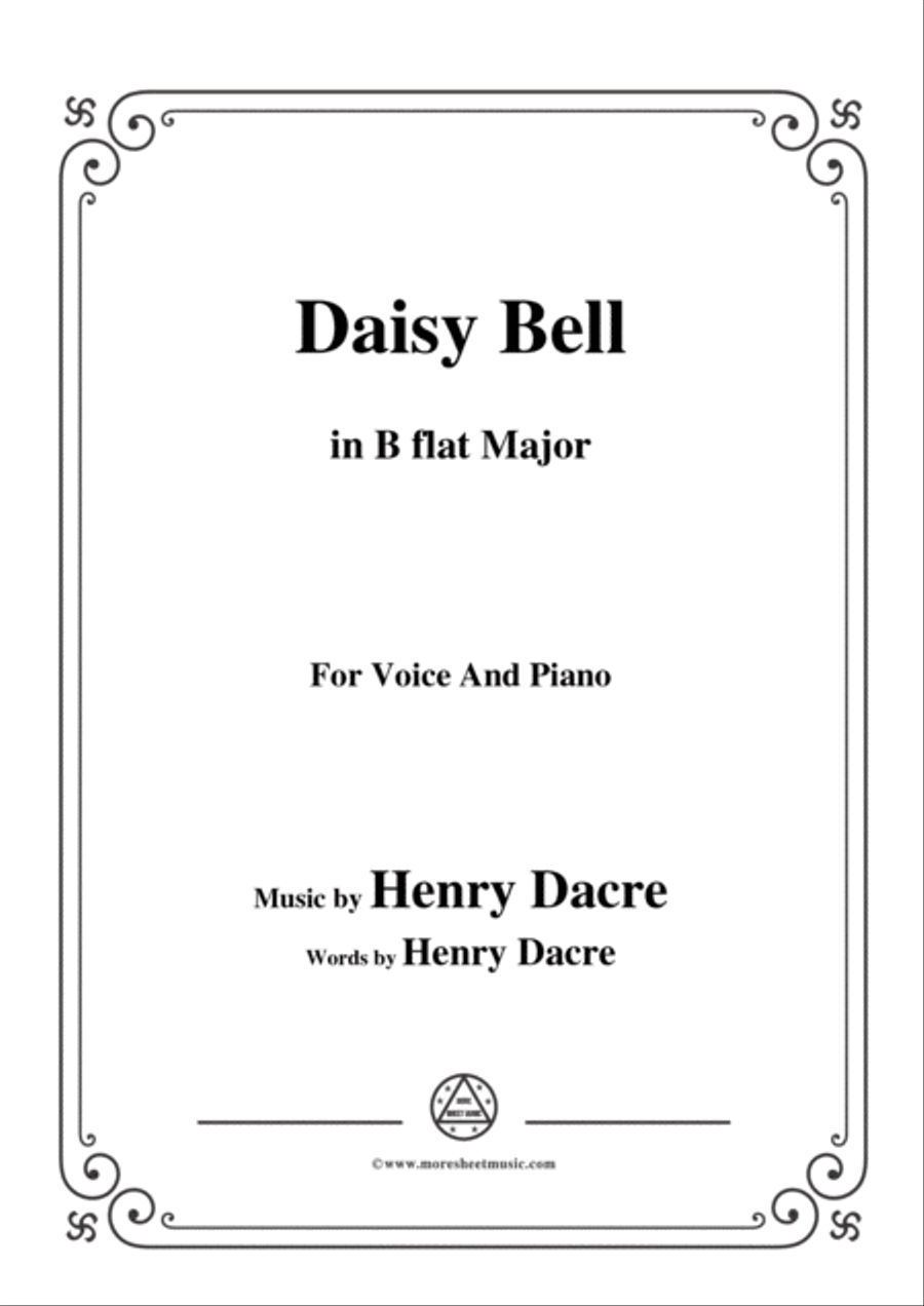 Henry Dacre-Daisy Bell,in B flat Major,for Voice and Piano Voice Solo scores gallery preview page 1