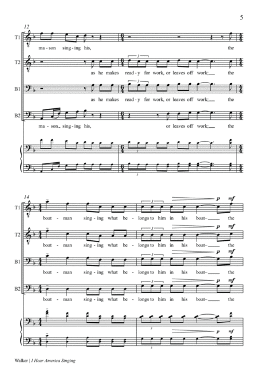 I Hear America Singing TTBB scores gallery preview page 5