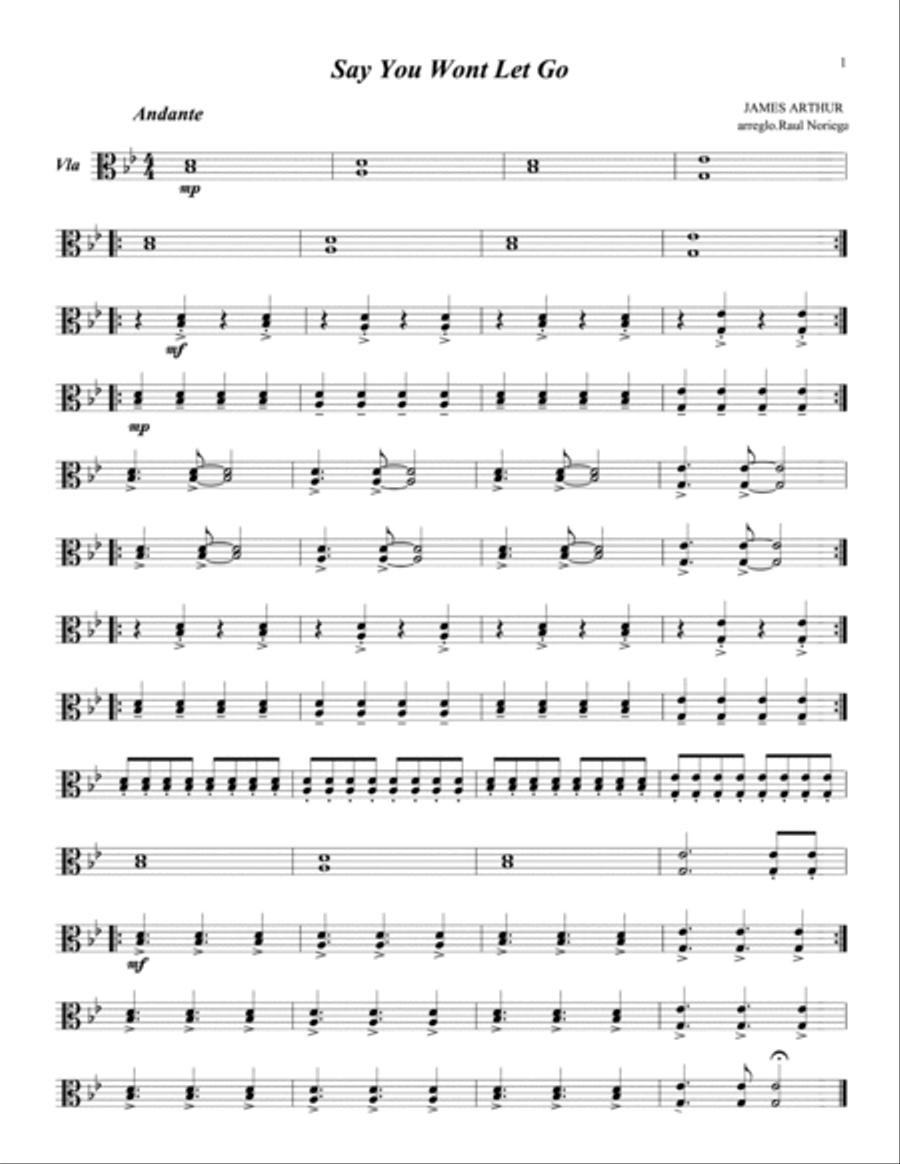 Say You Won't Let Go String Quartet scores gallery preview page 2