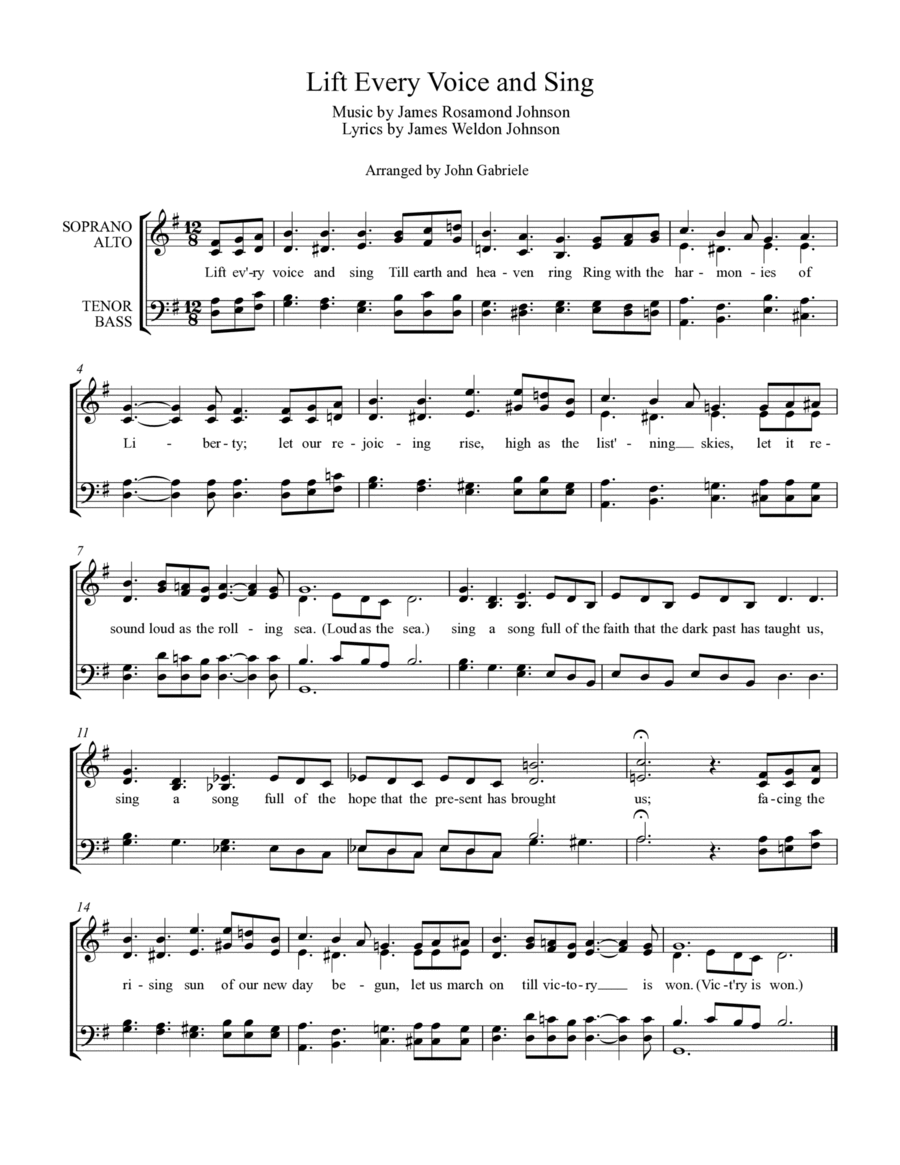 Lift Every Voice and Sing 4-Part scores gallery preview page 1