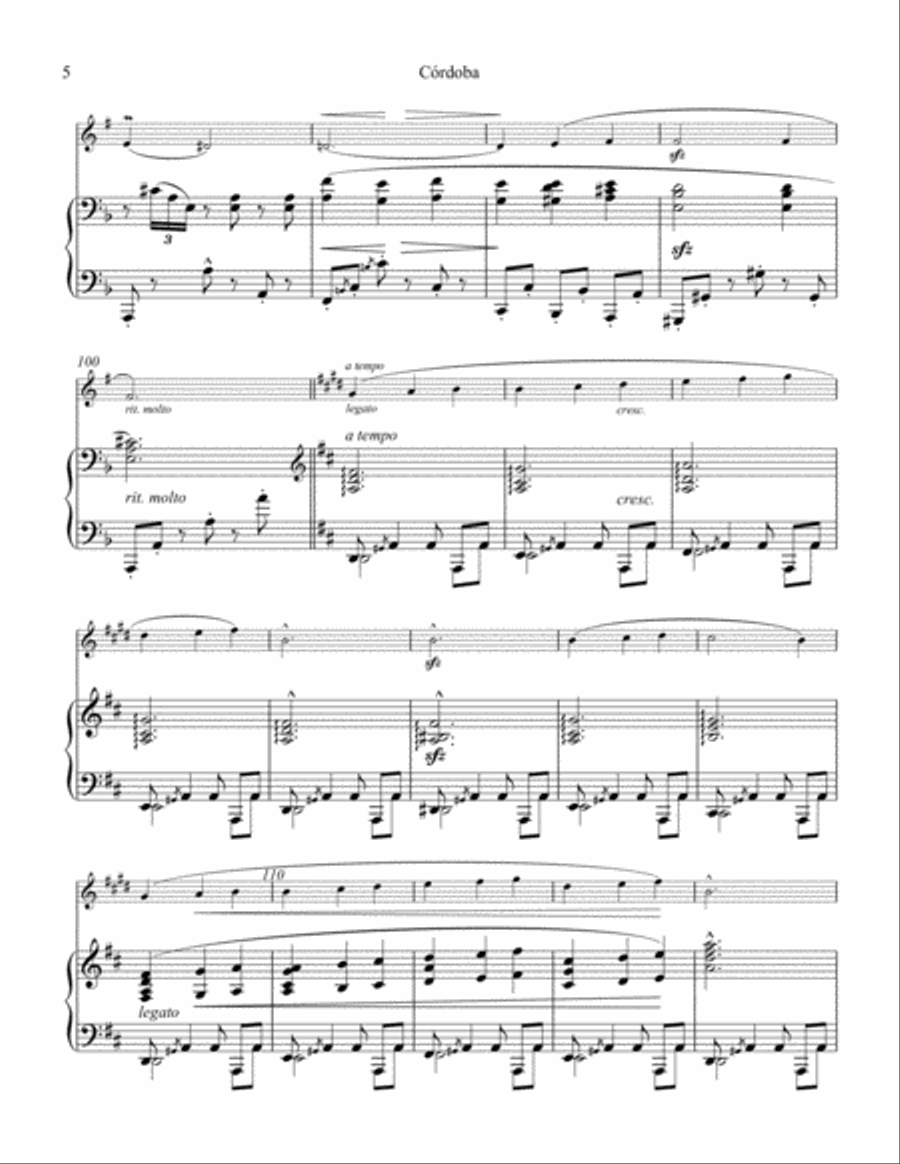 Cordoba from Cantos de Espana, Op. 232 for clarinet and piano Clarinet Solo scores gallery preview page 6