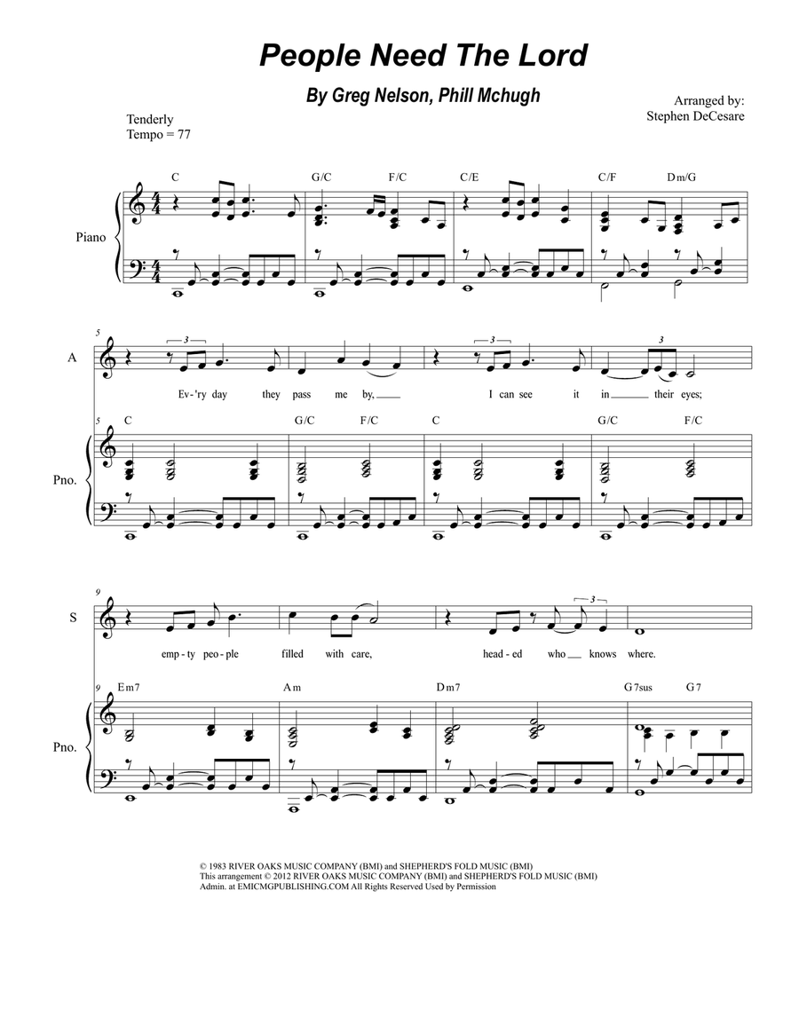 People Need The Lord People Need The Lord SA scores gallery preview page 1