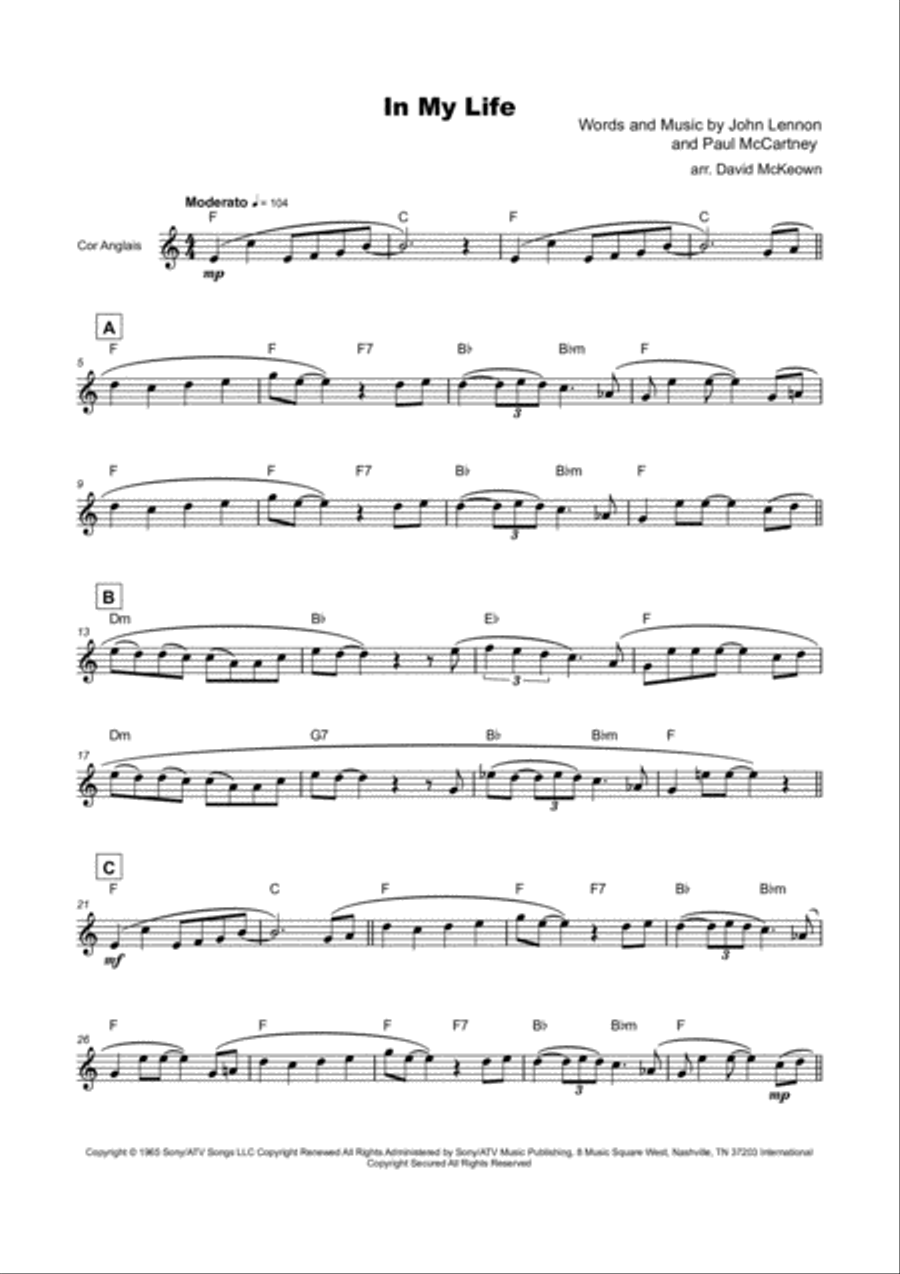 In My Life English Horn scores gallery preview page 2