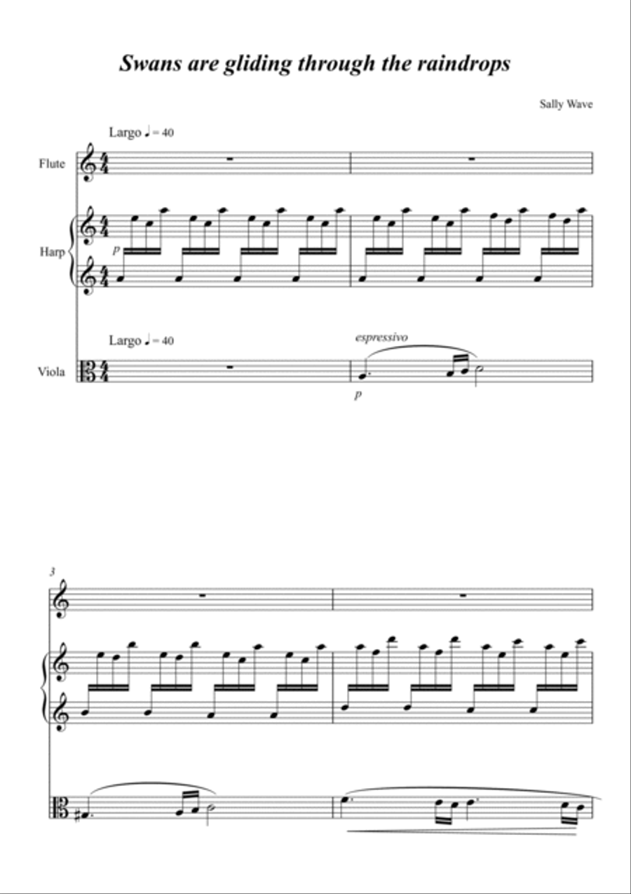 Swans are gliding through the raindrops - trio for harp, flute and viola op. 26 b Small Ensemble scores gallery preview page 2