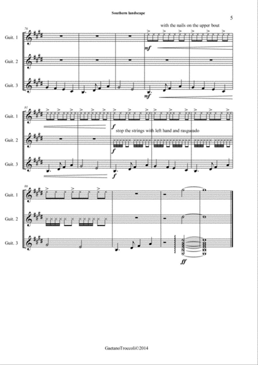 Southern landscape for three guitars Small Ensemble scores gallery preview page 5
