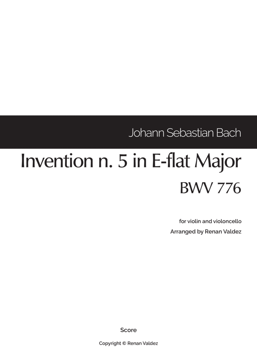 Invention n. 5 in E-flat Major, BWV 776 (for violin and violoncello) image number null