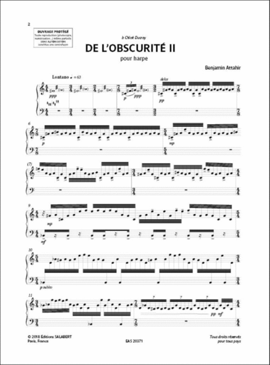 De l'obscurité II Harp scores gallery preview page 2