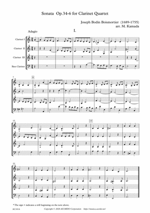 Sonata Op.34-6 for Clarinet Quartet