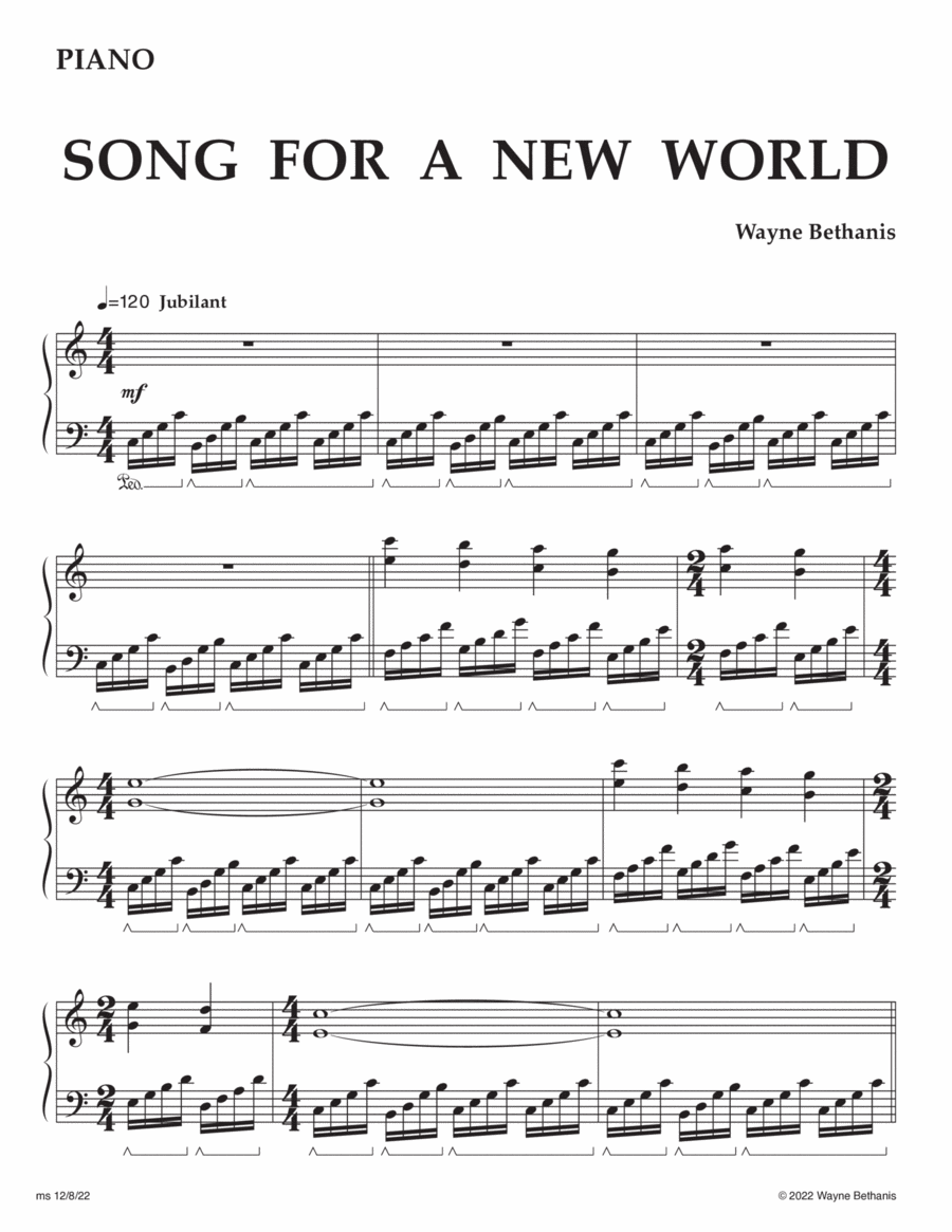 Song For a New World Piano scores gallery preview page 1