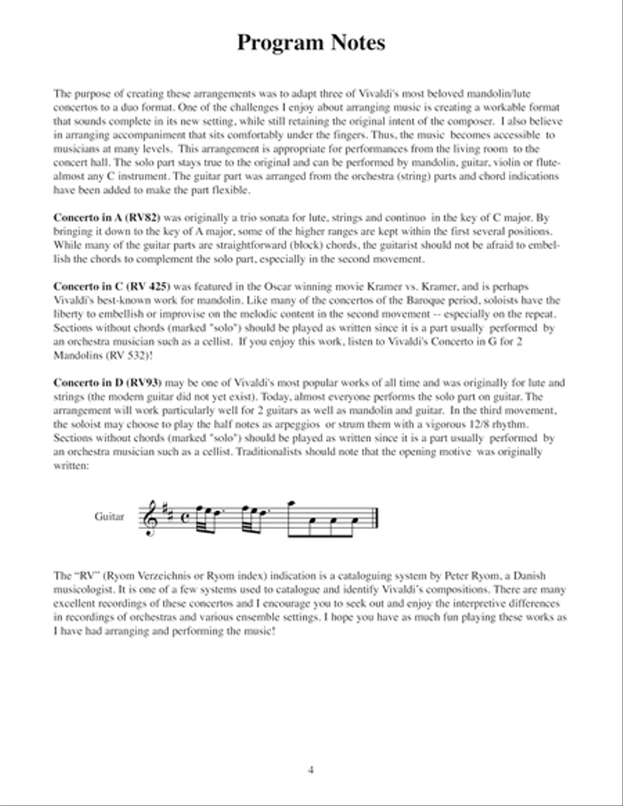 Vivaldi Concertos for Mandolin Classical Guitar scores gallery preview page 5