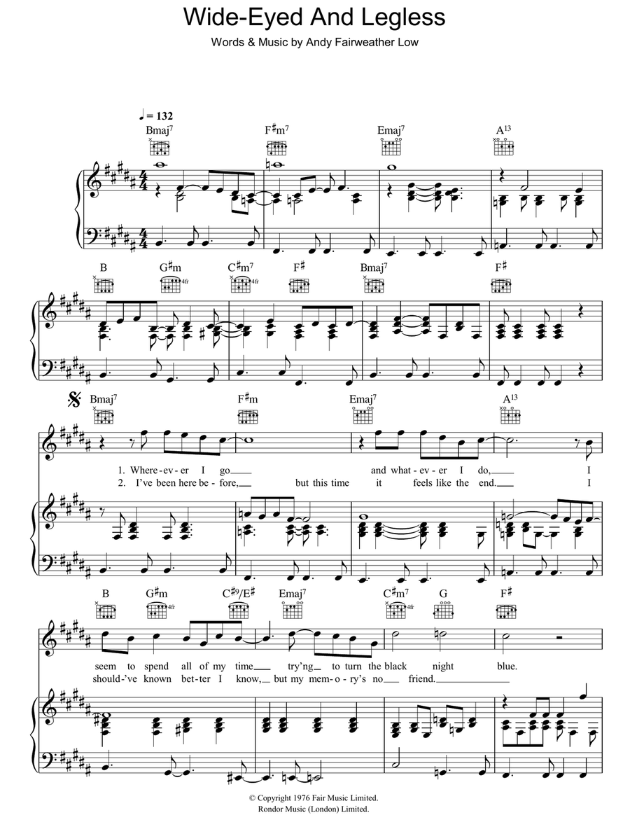 Wide-Eyed And Legless Wide-Eyed And Legless Piano, Vocal, Guitar scores gallery preview page 1