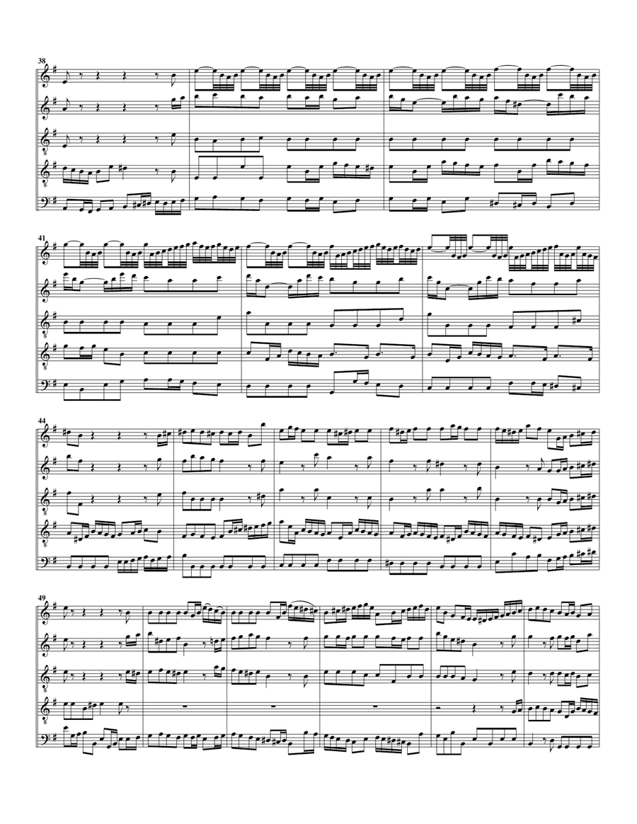 Aria: Wie will ich lustig lachen from Cantata BWV 205 (arrangement for 5 recorders) Recorder scores gallery preview page 4