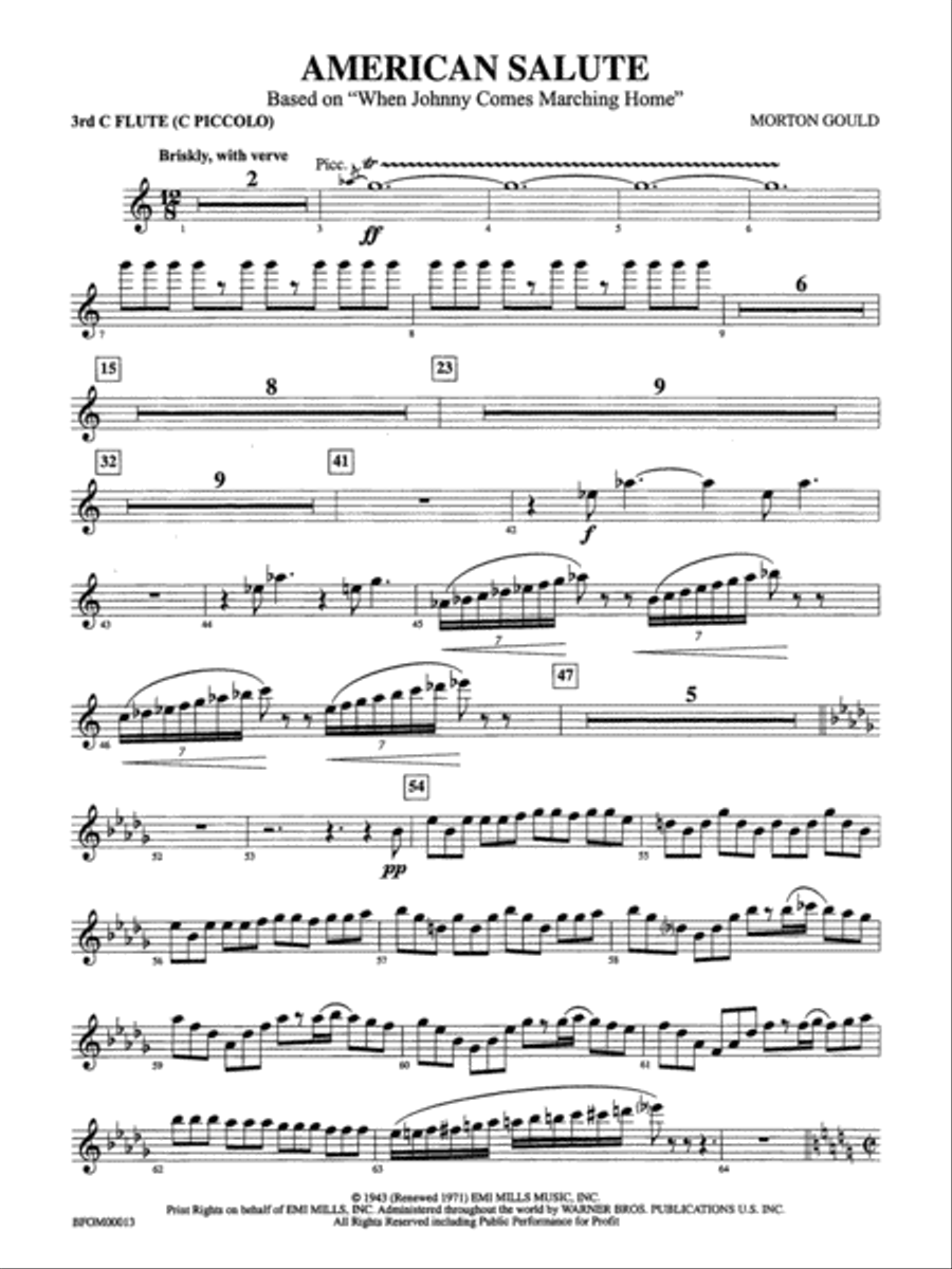American Salute: 3rd Flute Full Orchestra scores gallery preview page 1