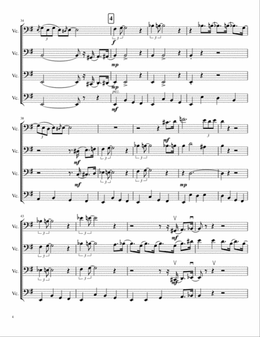 The Pink Panther from THE PINK PANTHER String Quartet scores gallery preview page 4