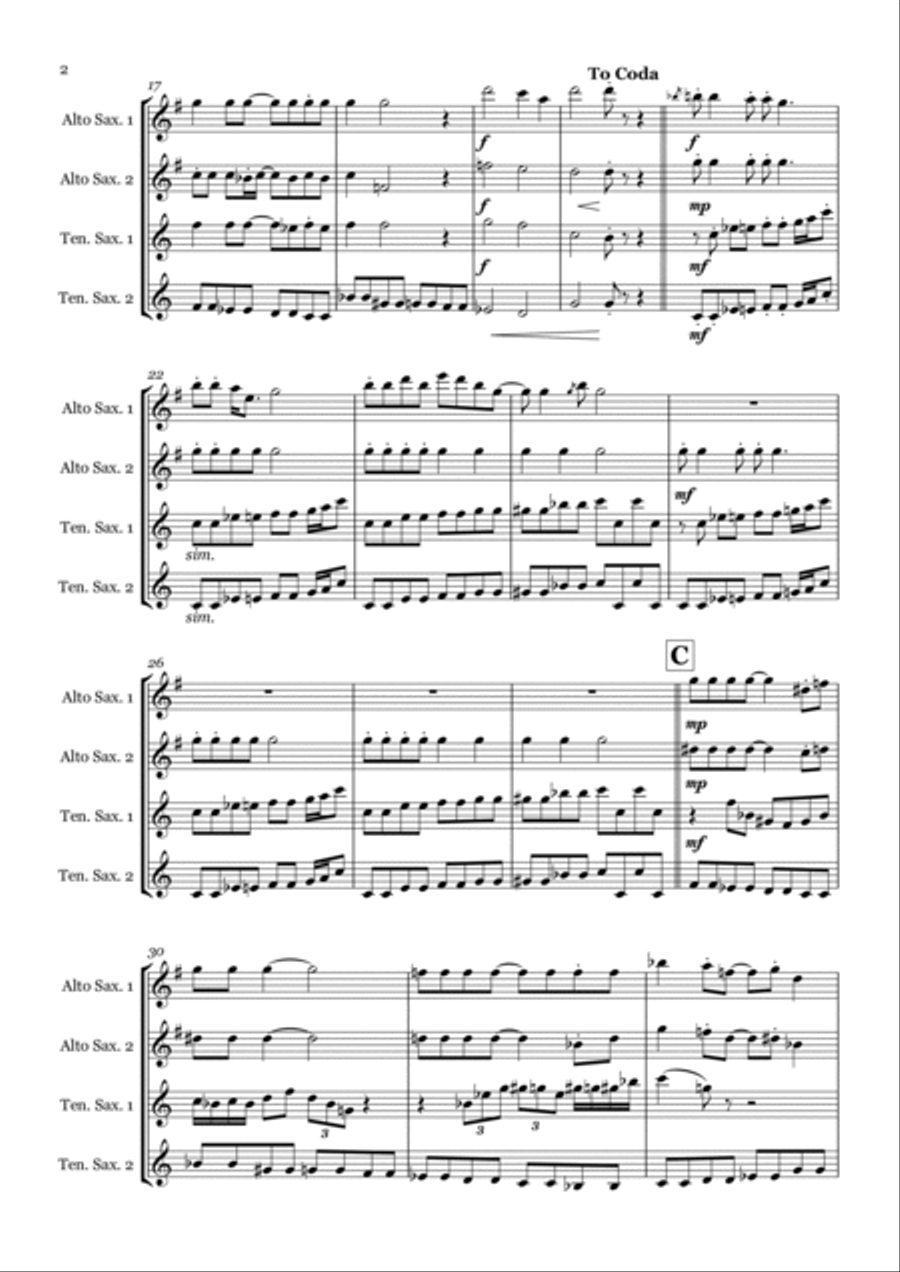 Lady Madonna Saxophone Quartet scores gallery preview page 2