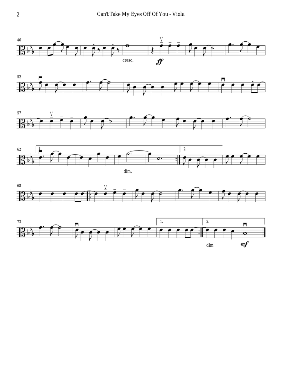 Can't Take My Eyes Off Of You String Quartet scores gallery preview page 6