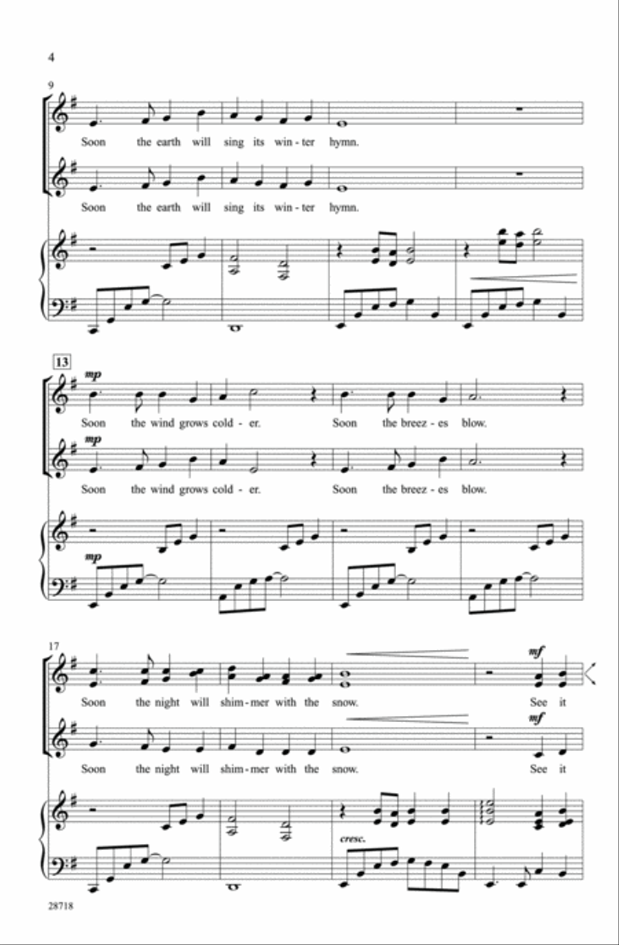 The Snow Begins to Fall Women's Choir scores gallery preview page 3