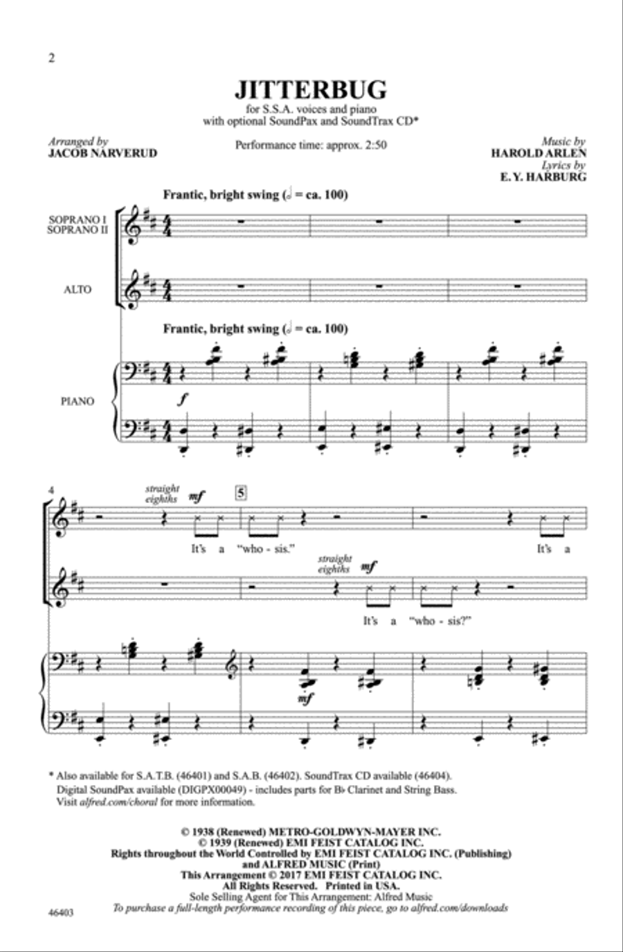 Jitterbug Choir scores gallery preview page 1