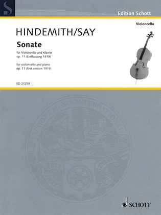 Book cover for Sonata Op. 11 for Cello and Piano