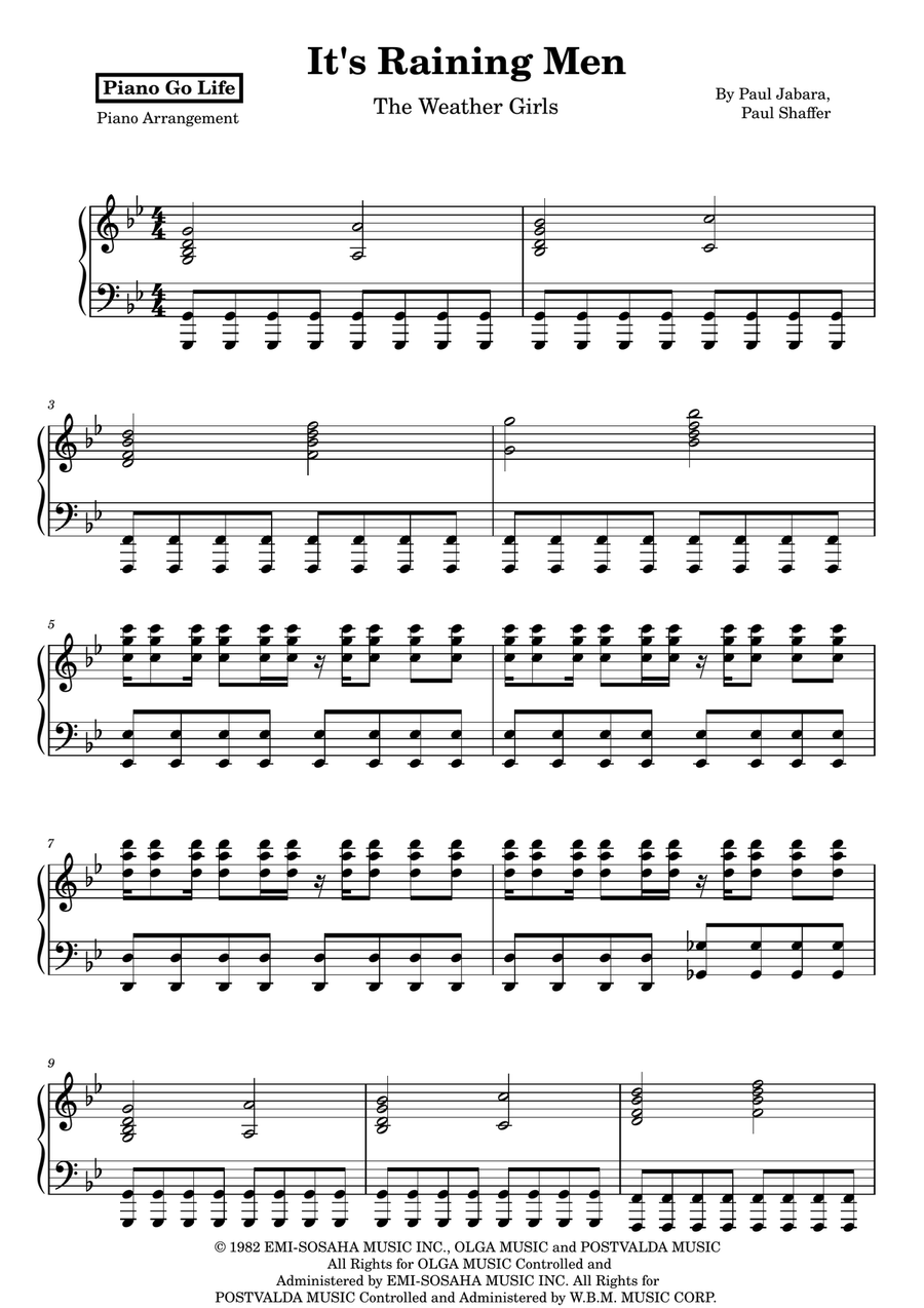 It's Raining Men It's Raining Men Piano Solo scores gallery preview page 1