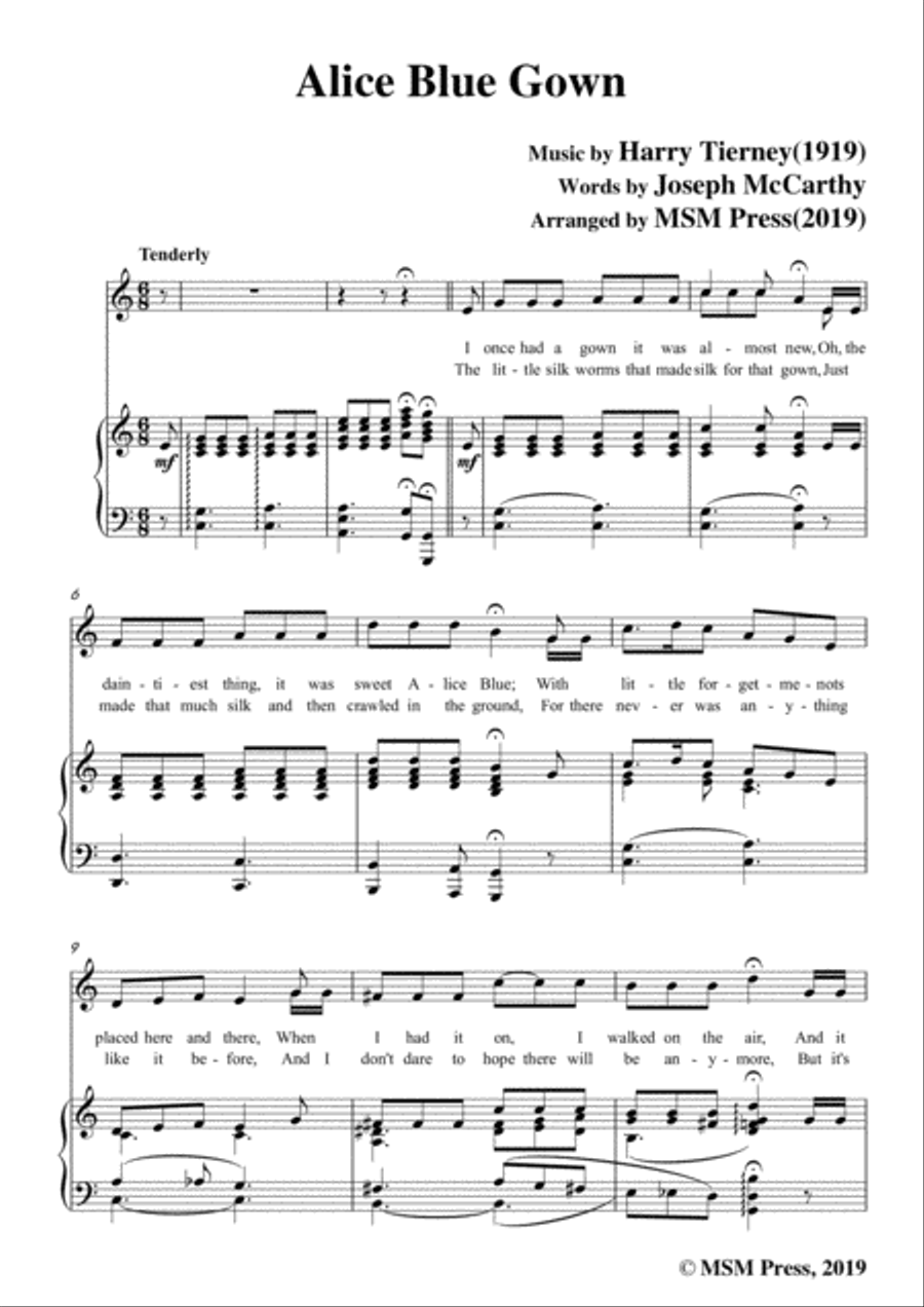Harry Tierney-Alice Blue Gown,in C Major,for Voice and Piano Voice Solo scores gallery preview page 3
