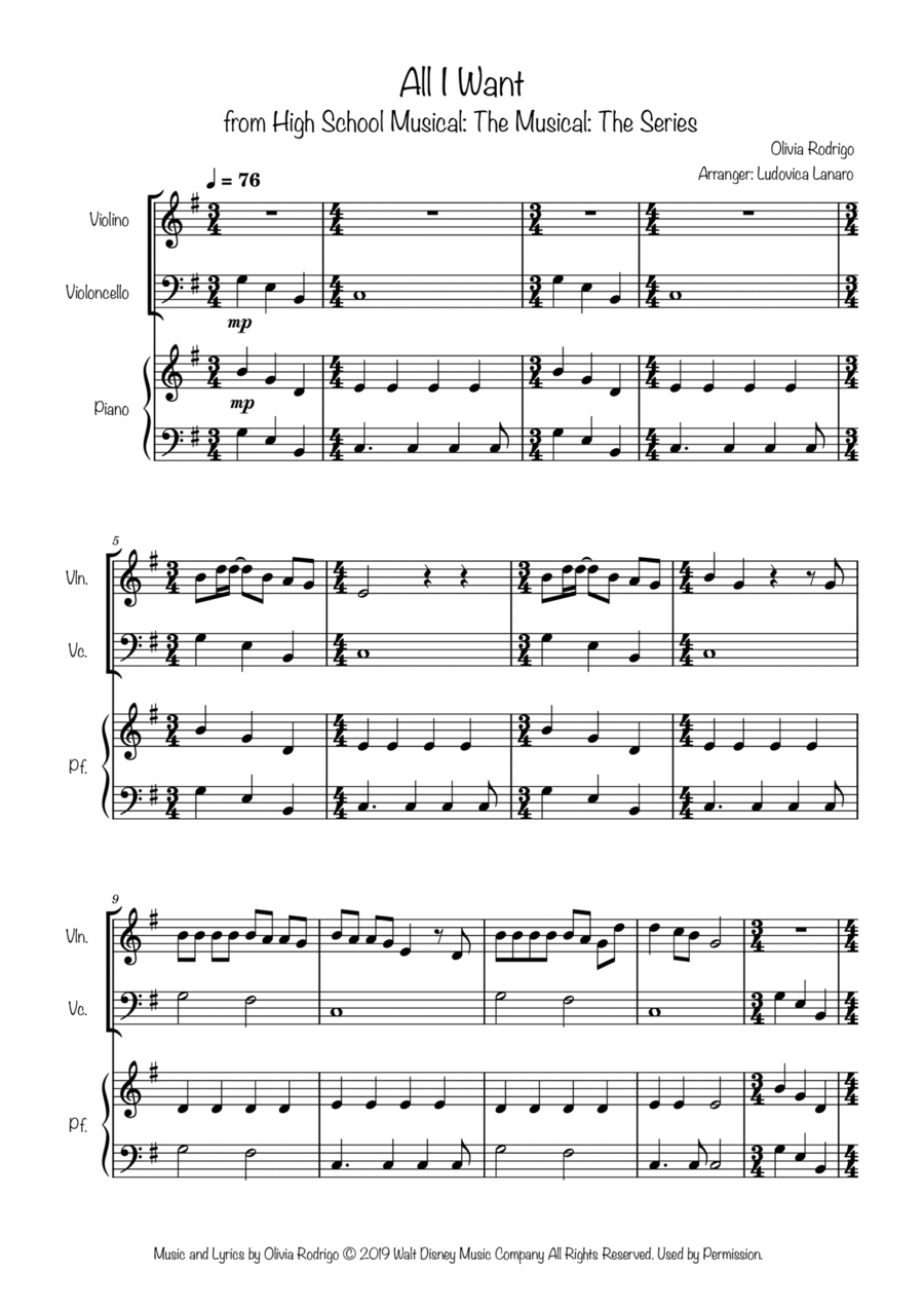 All I Want Piano Trio scores gallery preview page 1