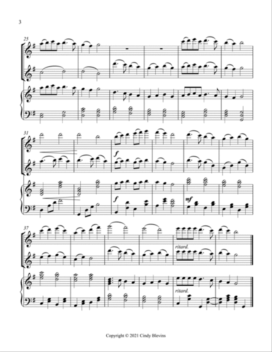 Deck the Halls, Two Flutes and Harp Flute Duet scores gallery preview page 4