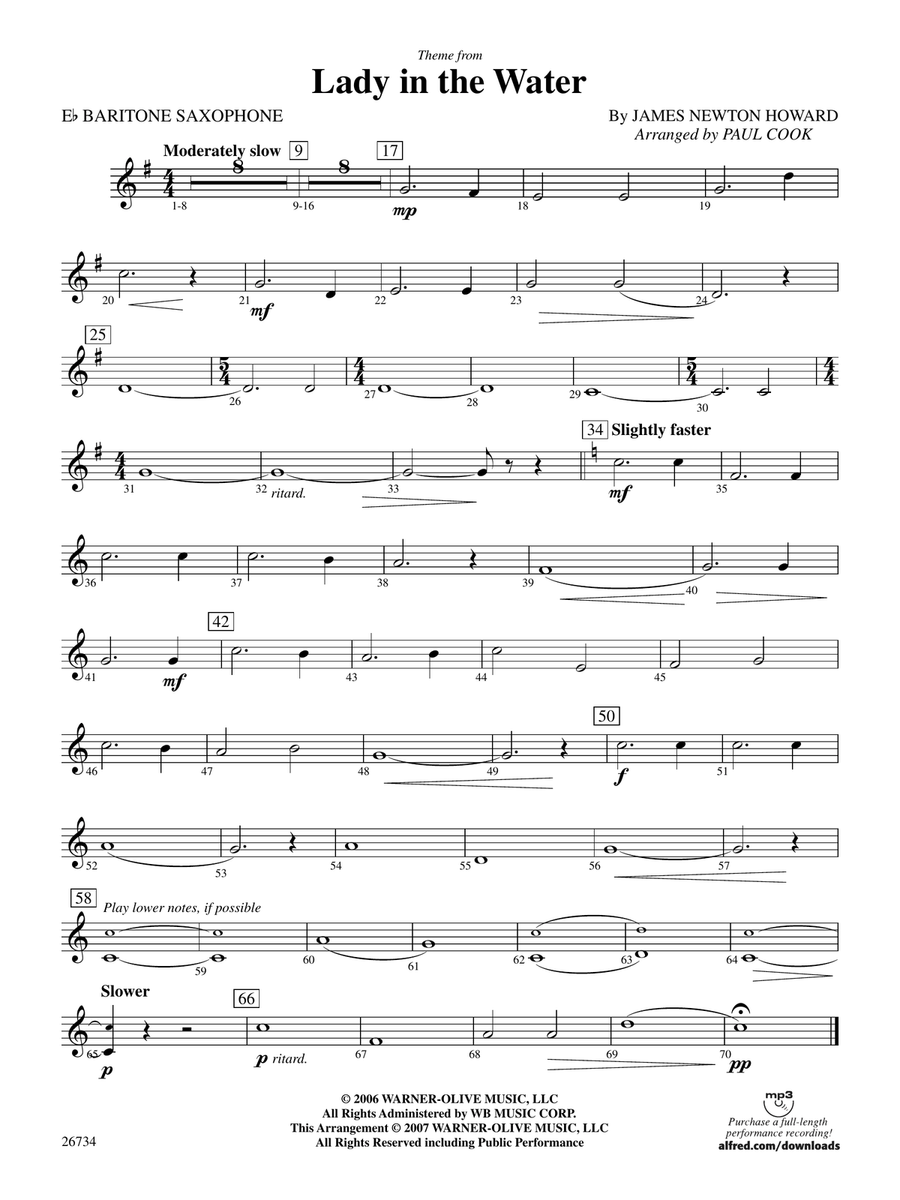 Lady in the Water: E-flat Baritone Saxophone