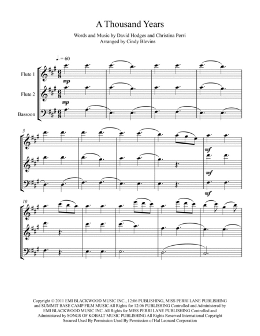 A Thousand Years Woodwind Trio scores gallery preview page 2