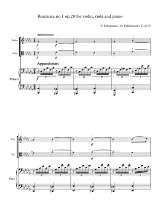 Schumann Romance #1 for violin, viola and piano