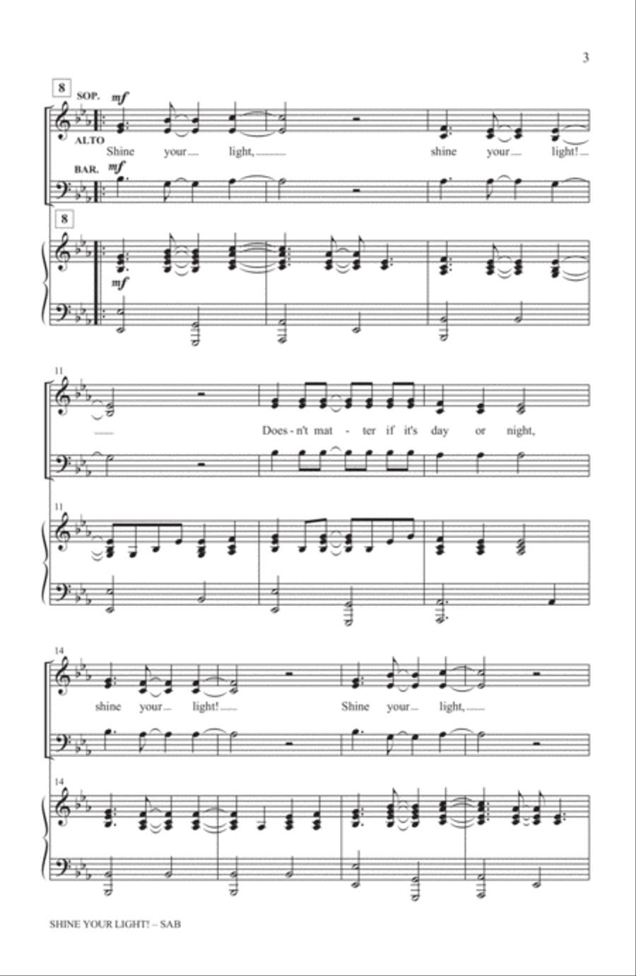 Shine Your Light! Shine Your Light! 3-Part scores gallery preview page 2