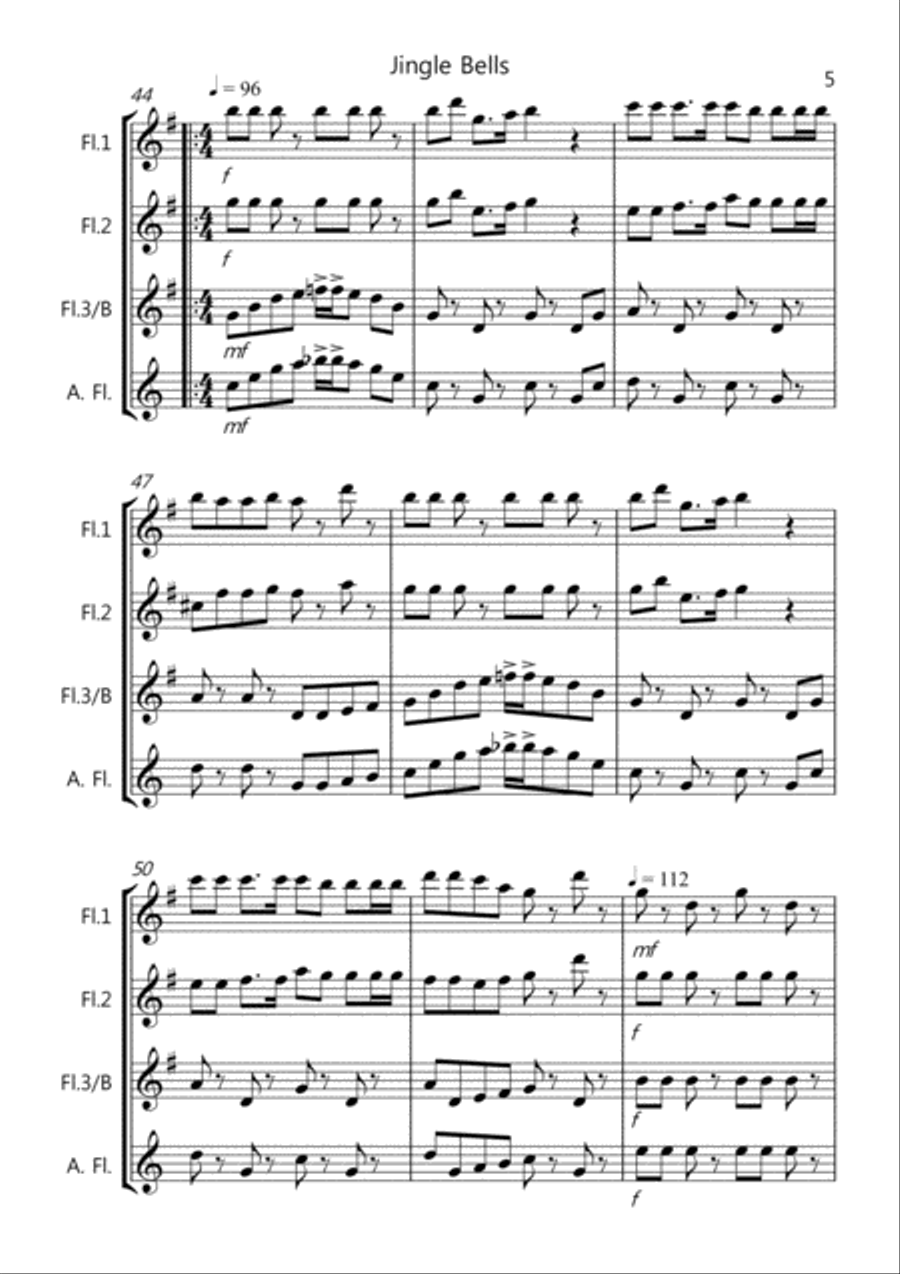 8 Easy Christmas Trios for Flute Flute Solo scores gallery preview page 5