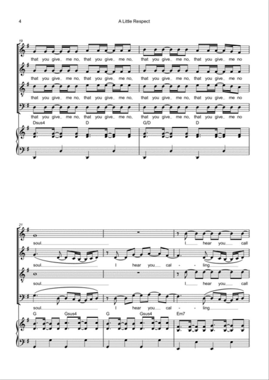 A Little Respect 4-Part scores gallery preview page 4
