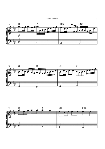 Canon by Pachelbel - Easy/Intermediate Piano Solo with Chord Notation image number null