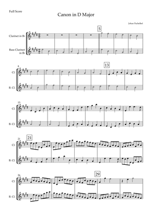 Canon in D Major (Johann Pachelbel) for Clarinet in Bb & Bass Clarinet in Bb Duo