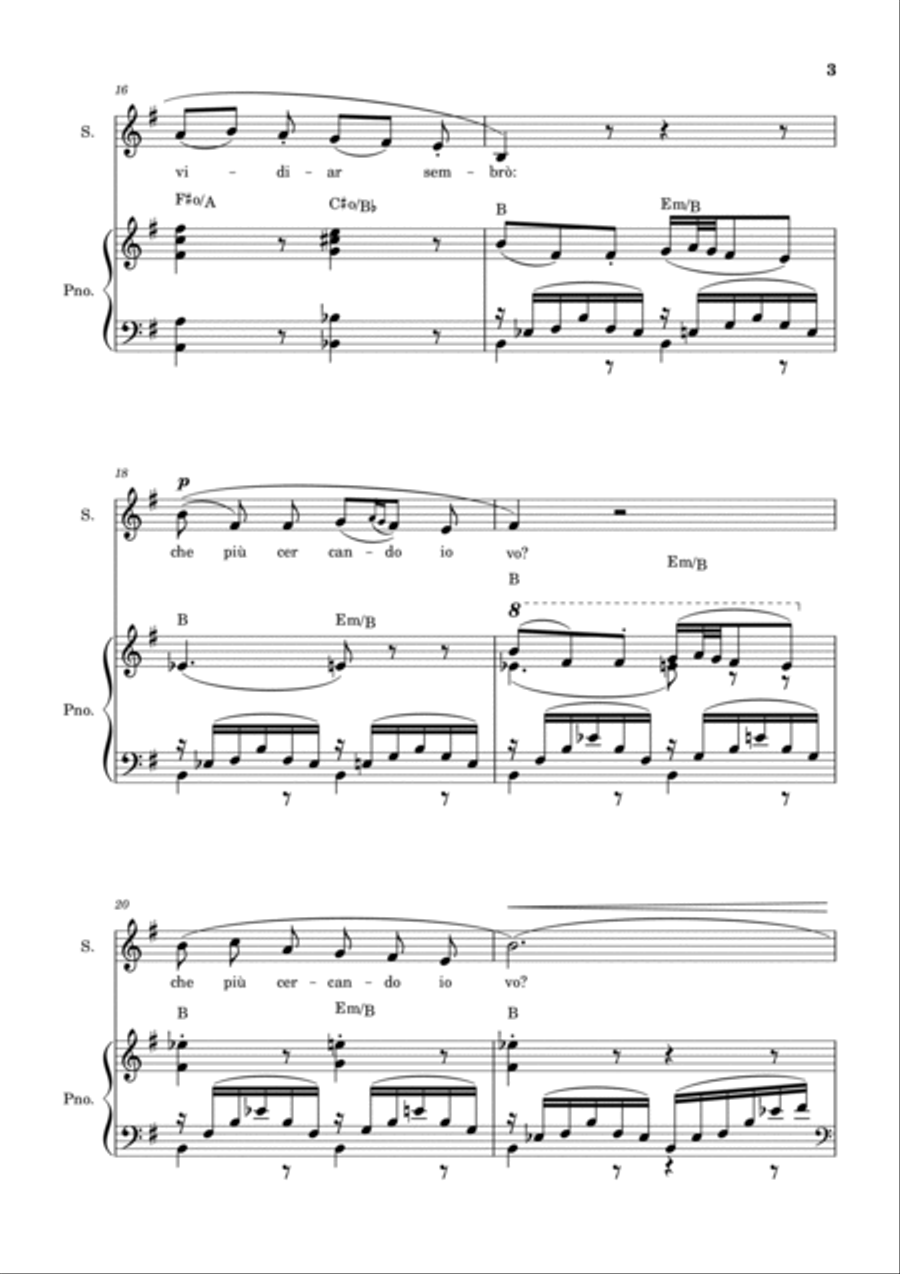 Una Furtiva Lagrima (Soprano in Em) Piano, Vocal, Guitar scores gallery preview page 3