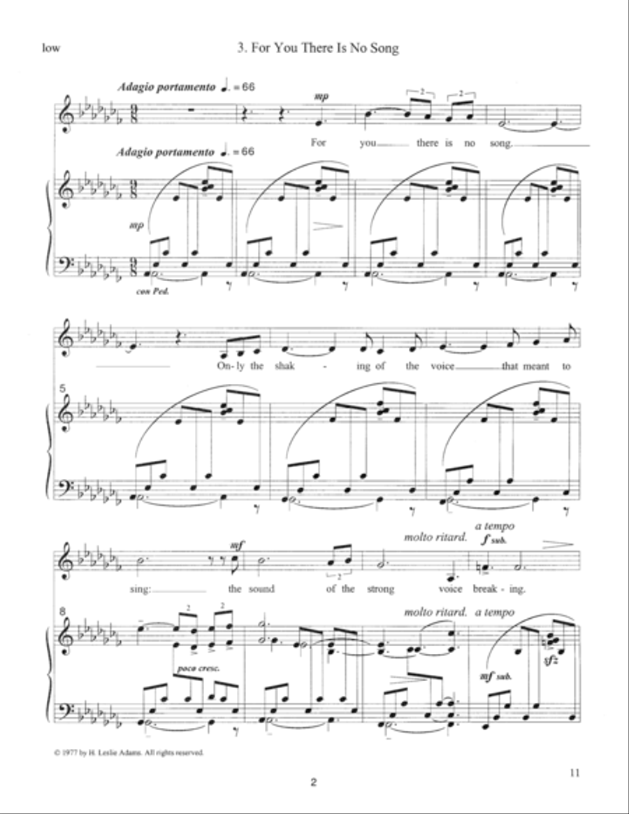 [Adams] For You There Is No Song (from Five Millay Songs) Voice scores gallery preview page 4