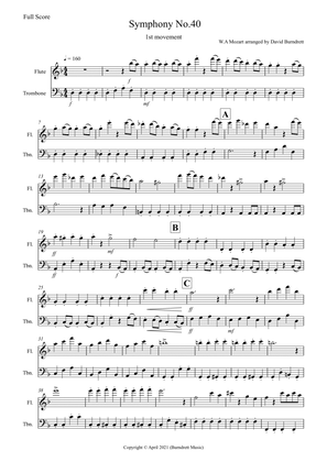 Symphony No.40 (1st movement) for Flute and Trombone Duet