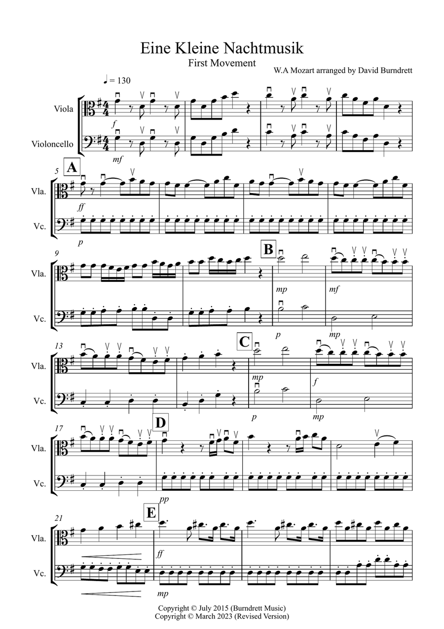 Eine Kleine Nachtmusik (1st movement) for Viola and Cello Duet String Duet scores gallery preview page 1