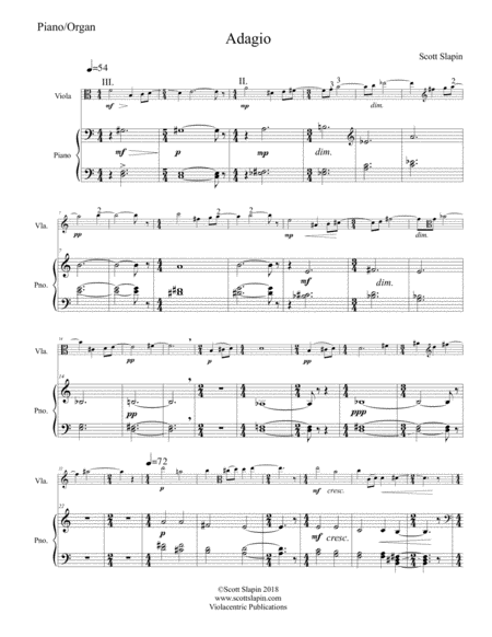 Adagio for solo viola and piano (or cello or bass)