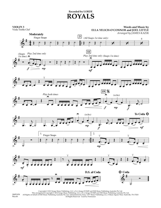 Royals - Violin 3 (Viola Treble Clef)