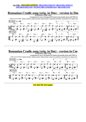 Anonymous - Romanian Cradle song - G-clef piano (GCP) arr with PMS